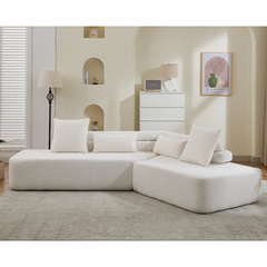128" Minimalist Cloud Sectional Couch in Beige