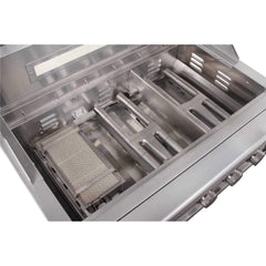 30-Inch 60K BTU Freestanding Gas Grill with Rotisserie interior view showcasing burners and cooking space.