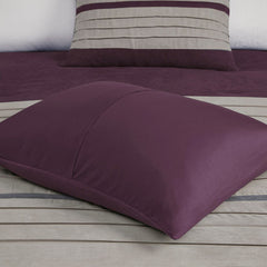7 PC Pieced Faux Suede Comforter Set Purple Queen