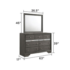Traditional Queen 5 PC Storage Bedroom Set in Gray Wood
