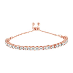 10K Yellow Gold over .925 Sterling Silver 1/4 Cttw Miracle-Set Diamond 4â€-10†Adjustable Bolo Tennis Bracelet (I-J Color, I3 Clarity)