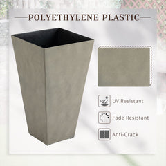 Outsunny Set of 3 Tall Planters with Drainage Hole, Gray