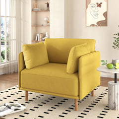 Modern Upholstered Accent Chair with Soft Cushions and Sleek Armrest Design