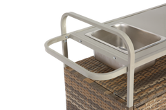 Outdoor Bar Table with Wicker Cabinet and Steel Top