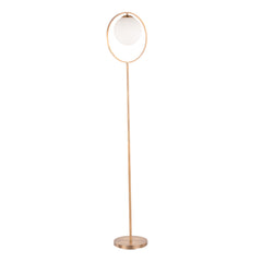 Moon Contemporary Floor Lamp in Gold Metal and Frosted Glass