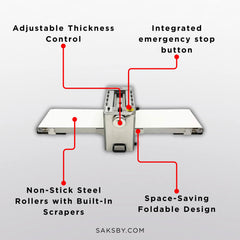 Commercial Electric 110V Foldable Stainless Steel Dough Sheeter (SAK59273)