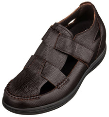 CALTO - K2662 - 3.2 Inches Taller (Dark Brown) - Casual Fisherman Sandal