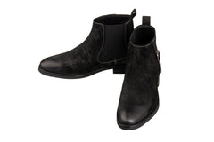 TOTO - K92081 - 3 Inches Taller (Nubuck Black) - Chelsea Ankle Boots