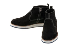 CALTO - Y30021 - 3 Inches Taller (Nubuck Black) - Zipper Boots
