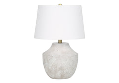 Modern Cream Concrete Table Lamp with Ivory Shade