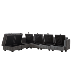 113.5'' Modular Sectional Corduroy Sofa with Storage Ottoman