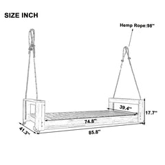 Twin Size Porch Swing Bed Seating Gray