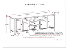 Warm Shaker 72" TV Media Stand - Russet Brown