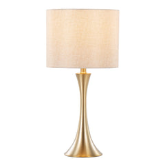 Lenuxe 24" Contemporary Metal Table Lamps in Gold with Linen Shades - Set of 2