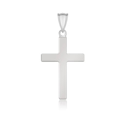 14k White Gold Flat Design Cross Pendant