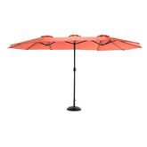 14.8 Ft Double Sided Outdoor Umbrella Rectangular Large with Crank (Orange)