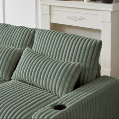 126-Inch Corduroy With Cup Holder Super Large L-Shaped Sofa