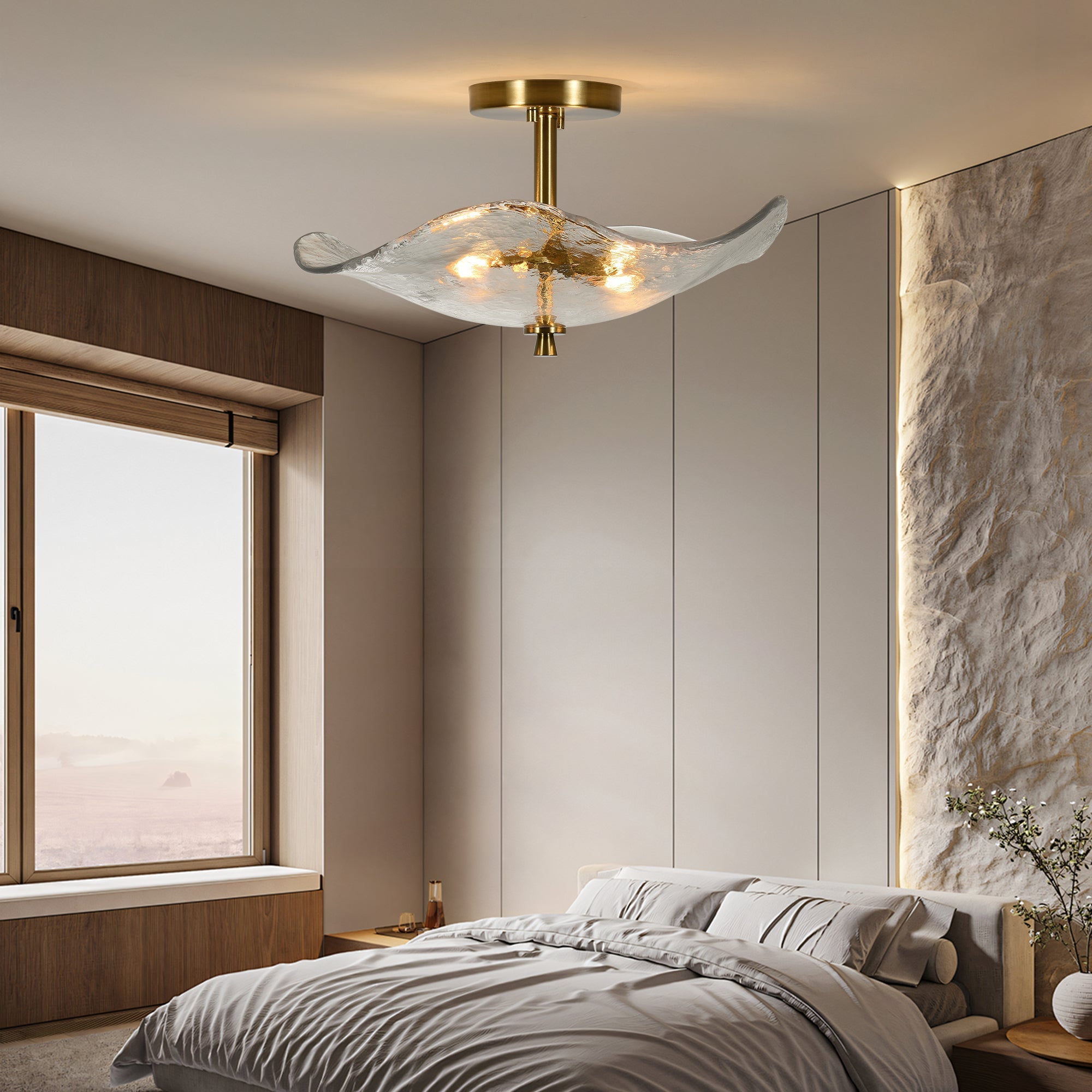 Glass Semi Flush Mount Ceiling Light