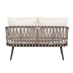 4-Piece Outdoor Patio Furniture Set with Metal Frame and Woven Rope