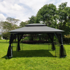 13x10 Outdoor Patio Gazebo Canopy Tent with Ventilated Double Roof and Mosquito Net