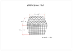 Noreen Square Pouf Light Blue White