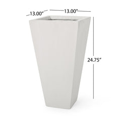 13" Outdoor Modern MGO Small Cast Stone Planter Matte White