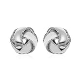 Textured and Polished Love Knot Earrings in Sterling Silver