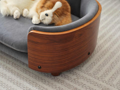 Scandinavian Style Elevated Dog Bed with Solid Walnut Wood Legs