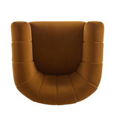 Modern Swivel Club Chair with Premium Velvet Tub Design in Dark Yellow
