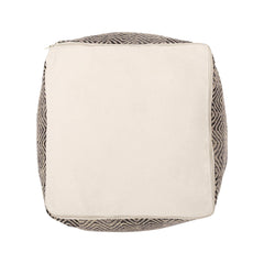 Barracuda Handcrafted Cotton Pouf With Chevron Pattern - Brown / Beige