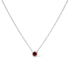 14K White Gold 1/2 Cttw Red Lab Grown Diamond Bezel-Set Solitaire 18" Pendant Necklace (Red Color, VS1-VS2 Clarity)