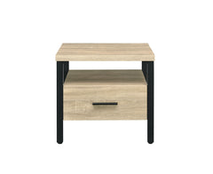 Oak Finish Nightstand with 1 Drawer and 1 Shelf