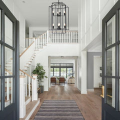 18' Modern 8-Light Black Geometric Pendant Chandelier