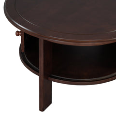 Vintage Round Coffee Table with Storage in Walnut