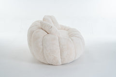 Floral-Shaped Beige Two-Seater Sofa with Ultra-Soft Faux Fur