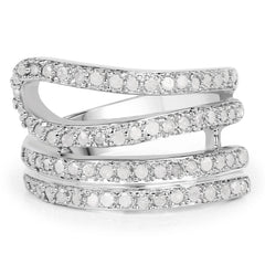 0.83 Carat Genuine White Diamond .925 Sterling Silver Ring