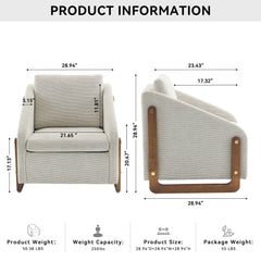 Modern Upholstered Armchair With Wooden Side Frame