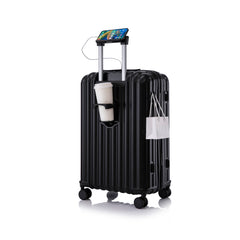 ABS Spinner Wheel Luggage Carry On Suitcase with Cup Holder and USB Port