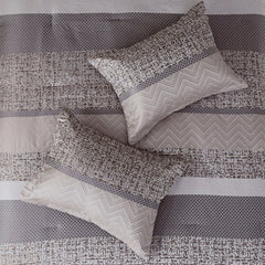 7 Piece Jacquard Comforter Set Grey/Taupe Cal King