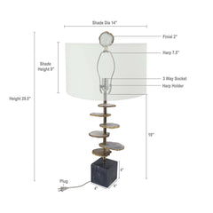 Smoke Agate-Slice Table Lamp with Marble Base
