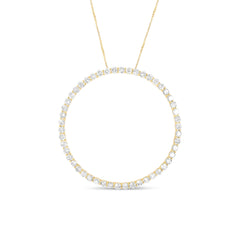 10K Yellow Gold Plated .925 Sterling Silver 4 Cttw Diamond Circle Hoop 18" Pendant Necklace (J-K Color, I1-I2 Clarity)