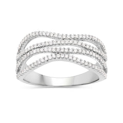 0.46 Carat Genuine White Diamond 14K White Gold Ring (F-G Color, SI Clarity)