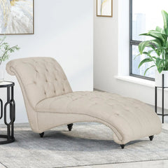 Chaise Lounge With Button Tufted Diamond Stitch