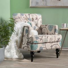Vitality Club Chair with Button-Tufted Diamond Stitching and Turned Legs