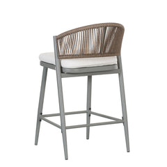 Outdoor 26' Counter Height Metal Frame Counter Stools with Scallop-shaped Backrest & Water-resistant Cushions, Set of