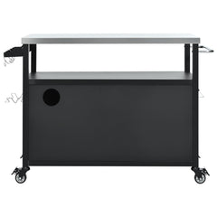 K&K 54.5' Outdoor Kitchen Island with Stainless Steel Tabletop and Storage