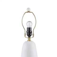 Textured Ceramic Table Lamp with Fluted Fabric Shade - White