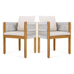 Outdoor Dining Chairs With Mix Rope Handles (Set of 2)