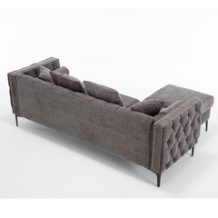 L Shaped Sectional Sofa Chenille Dark Gray