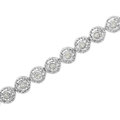 .925 Sterling Silver 1/2 Cttw Miracle Set Round Diamond Bezel Design Link Bracelet (I-J Color, I2-I3 Clarity) - 7.25"
